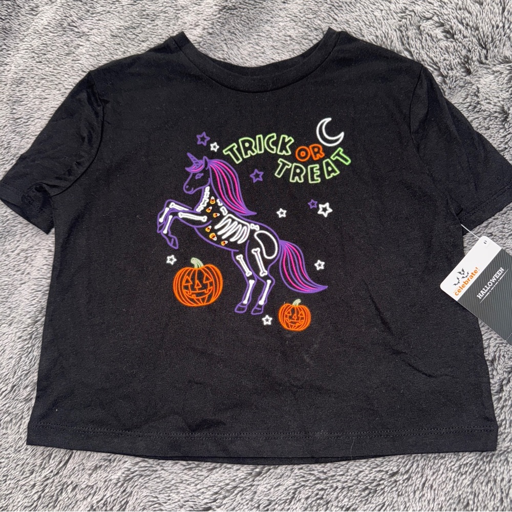 Halloween Kids Shirt - Black with Purple and Orange Design